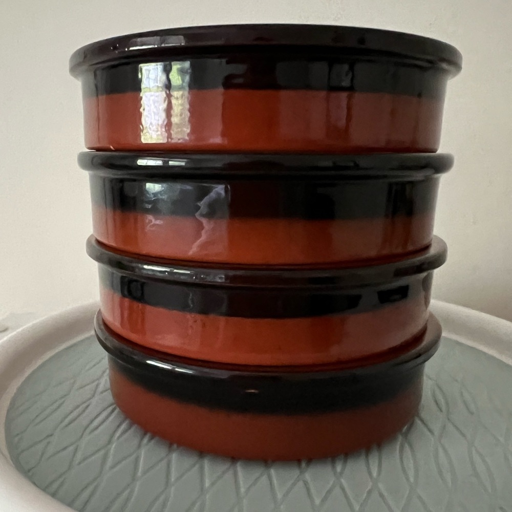 - Set of Four Cermer Terracotta Clay ramekins - Tapas, Creme Brulee, Bread